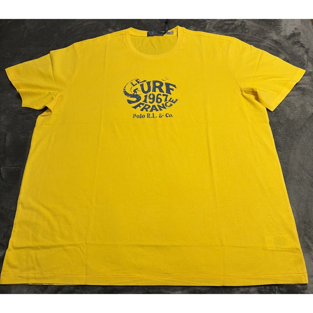 4XLT POLO Ralph Lauren Big & Tall Yellow LE SURF FRANCE Short Sleeve T Shirt